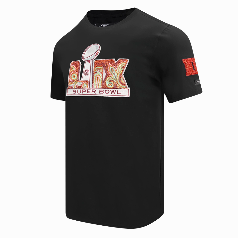 NFL SUPER BOWL 59 MEN'S PINNACLE SINGLE JERSEY TEE (BLACK)