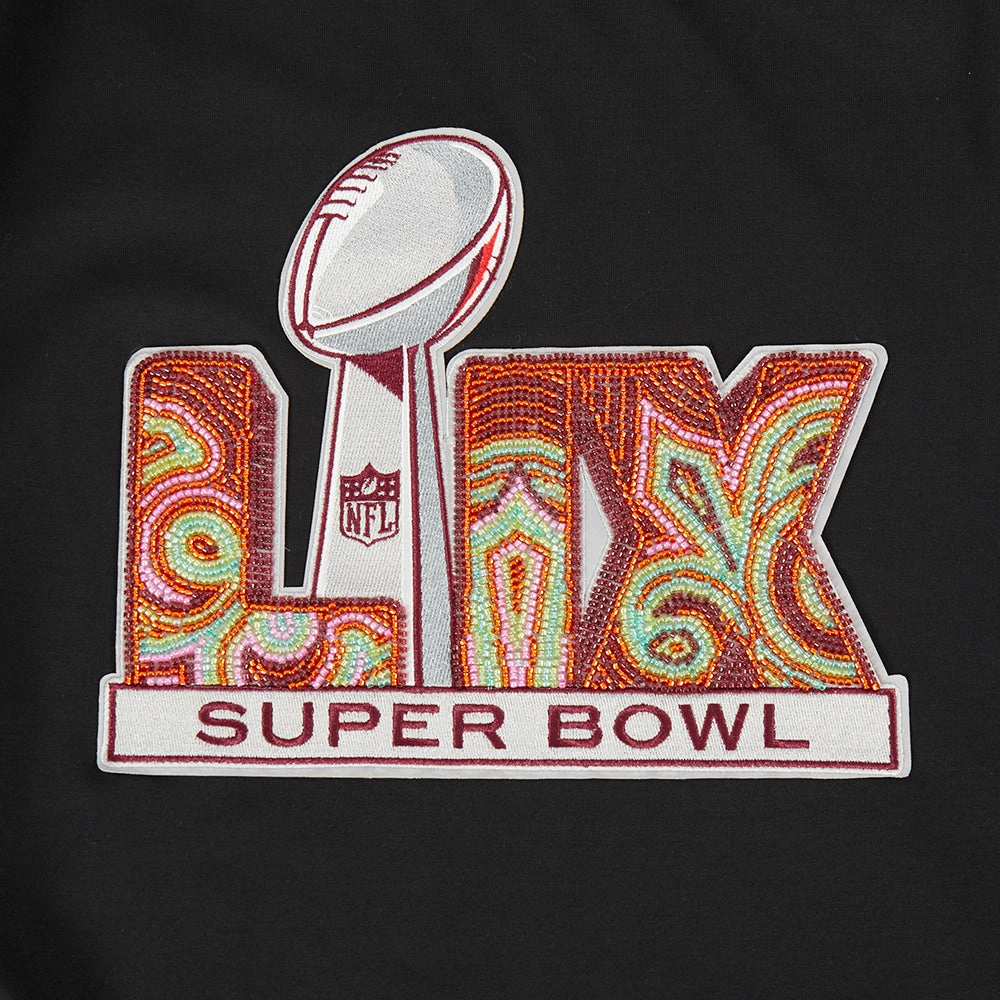 NFL SUPER BOWL 59 MEN'S PINNACLE SINGLE JERSEY TEE (BLACK)