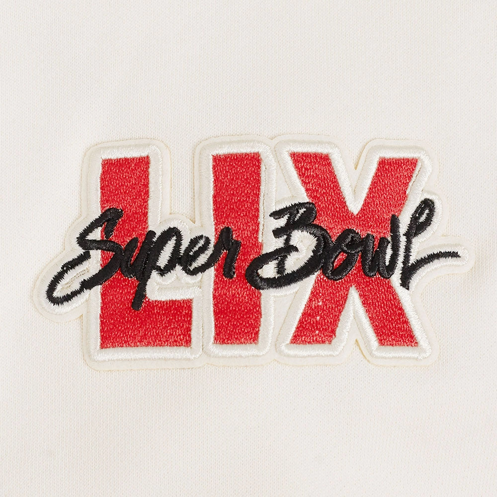 NFL SUPER BOWL 59 WOMEN'S FLEECE CREWNECK (EGGSHELL)