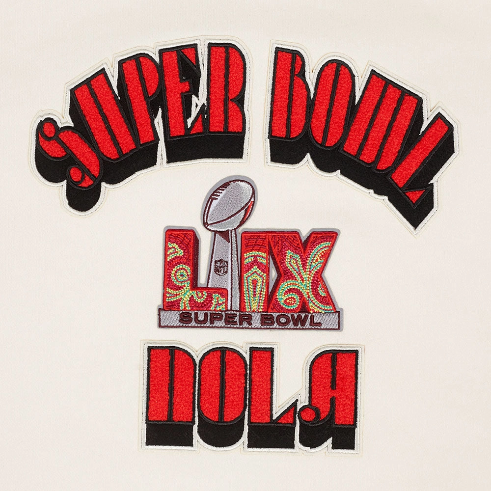 NFL SUPER BOWL 59 WOMEN'S FLEECE CREWNECK (EGGSHELL)
