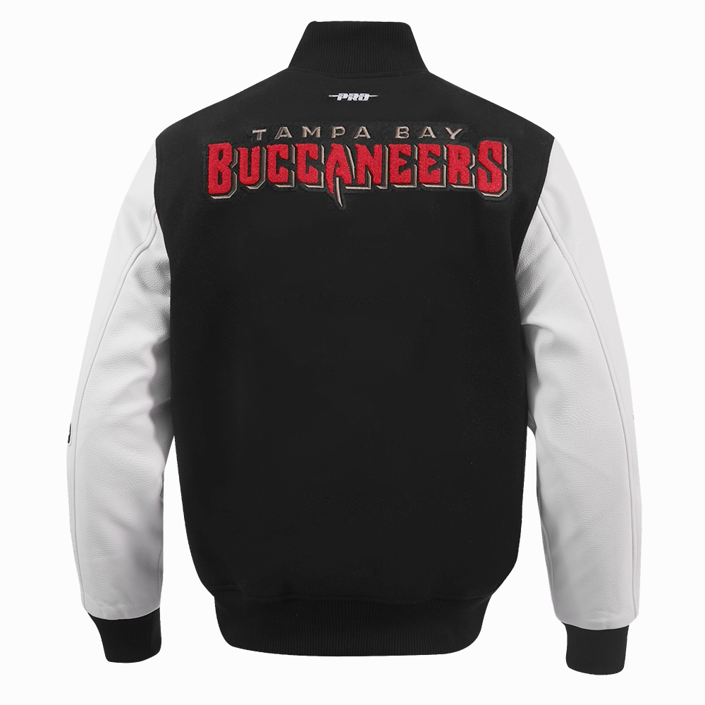 NFL TAMPA BAY BUCCANEERS CLASSIC MEN'S WOOL VARSITY JACKET (BLACK/WHITE)