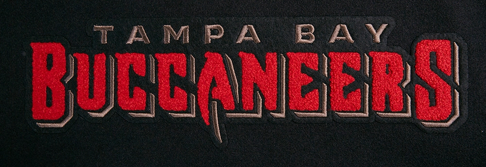 NFL TAMPA BAY BUCCANEERS CLASSIC MEN'S WOOL VARSITY JACKET (BLACK/WHITE)
