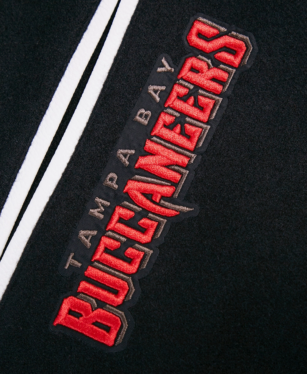 NFL TAMPA BAY BUCCANEERS CLASSIC MEN'S WOOL VARSITY JACKET (BLACK/WHITE)