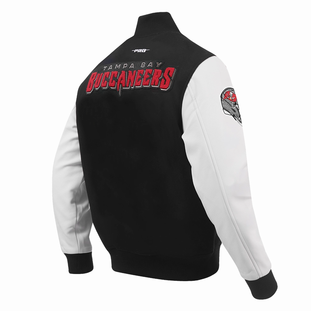 NFL TAMPA BAY BUCCANEERS CLASSIC MEN'S WOOL VARSITY JACKET (BLACK/WHITE)