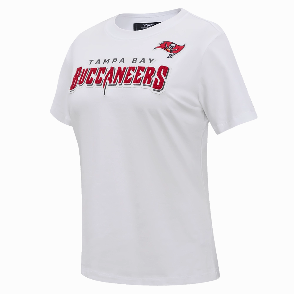 NFL TAMPA BAY BUCCANEERS CLASSIC SHORT SLEEVE WOMEN'S SINGLE JERSEY SLIM FIT TEE (WHITE)