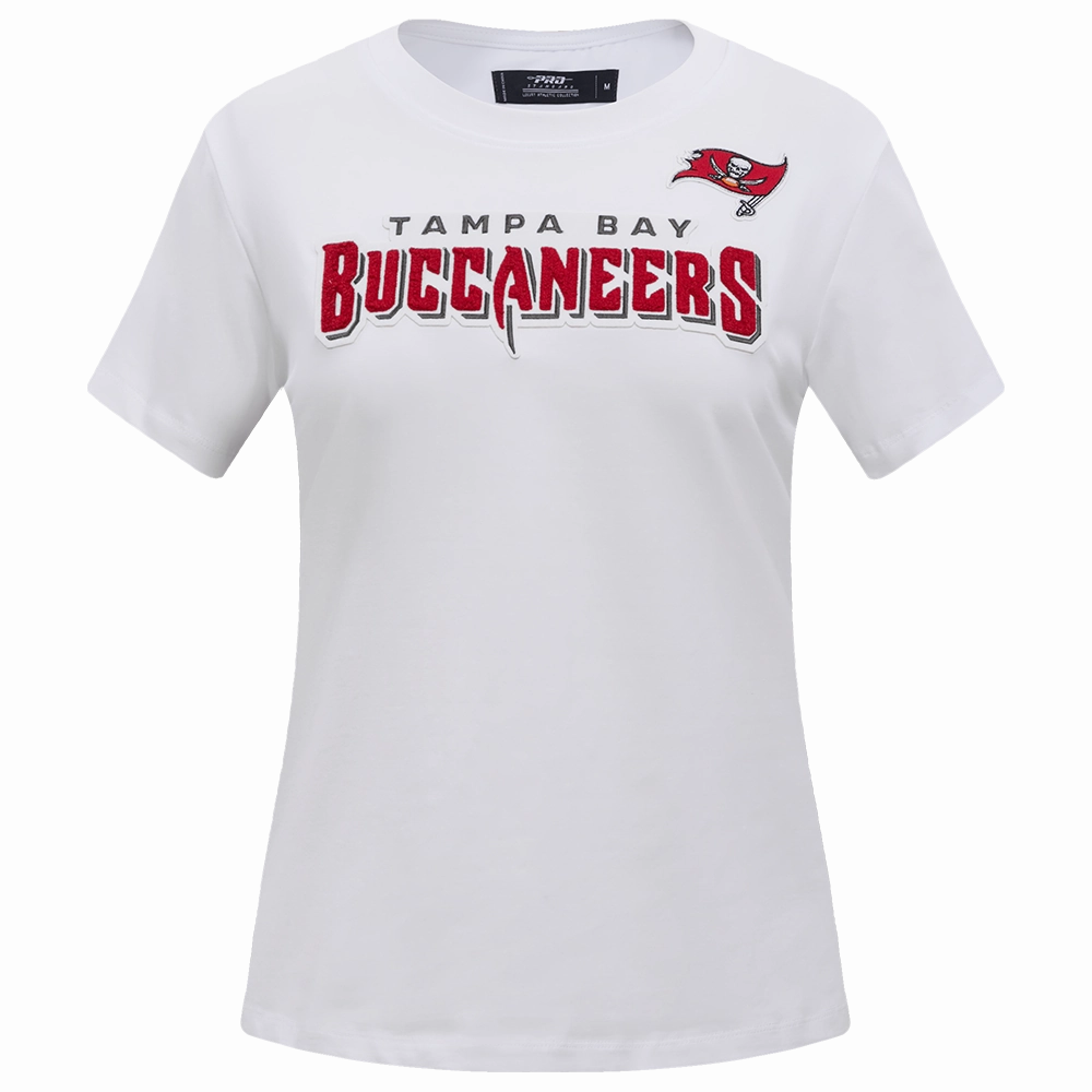 NFL TAMPA BAY BUCCANEERS CLASSIC SHORT SLEEVE WOMEN'S SINGLE JERSEY SLIM FIT TEE (WHITE)