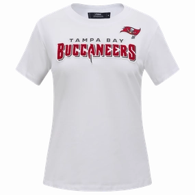NFL TAMPA BAY BUCCANEERS CLASSIC SHORT SLEEVE WOMEN'S SINGLE JERSEY SLIM FIT TEE (WHITE)