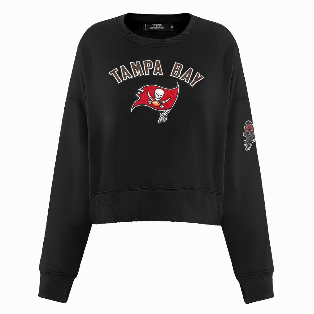NFL TAMPA BAY BUCCANEERS CLASSIC WOMEN'S FLEECE CREWNECK (BLACK)