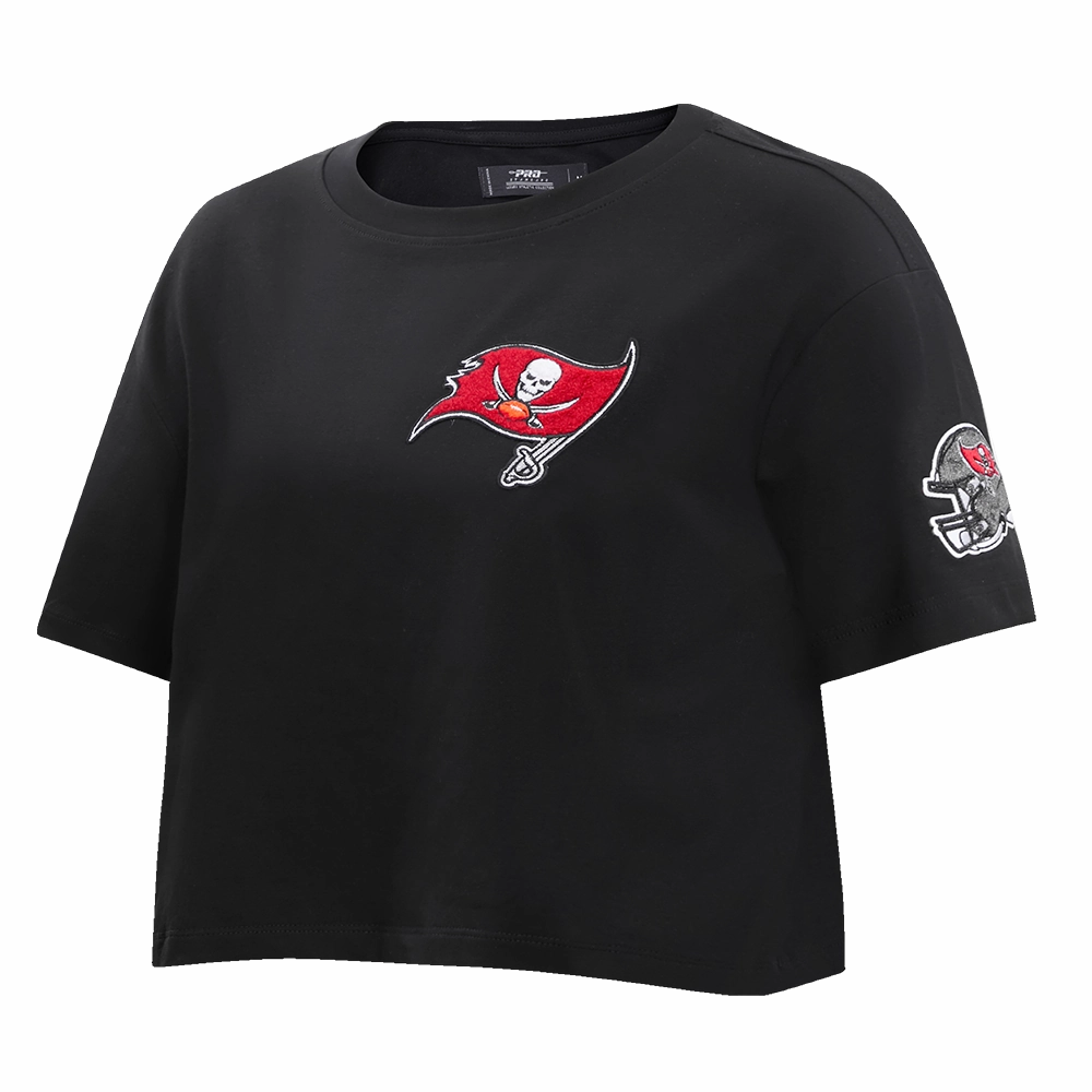 NFL TAMPA BAY BUCCANEERS CLASSIC WOMEN'S SINGLE JERSEY BOXY TEE (BLACK)