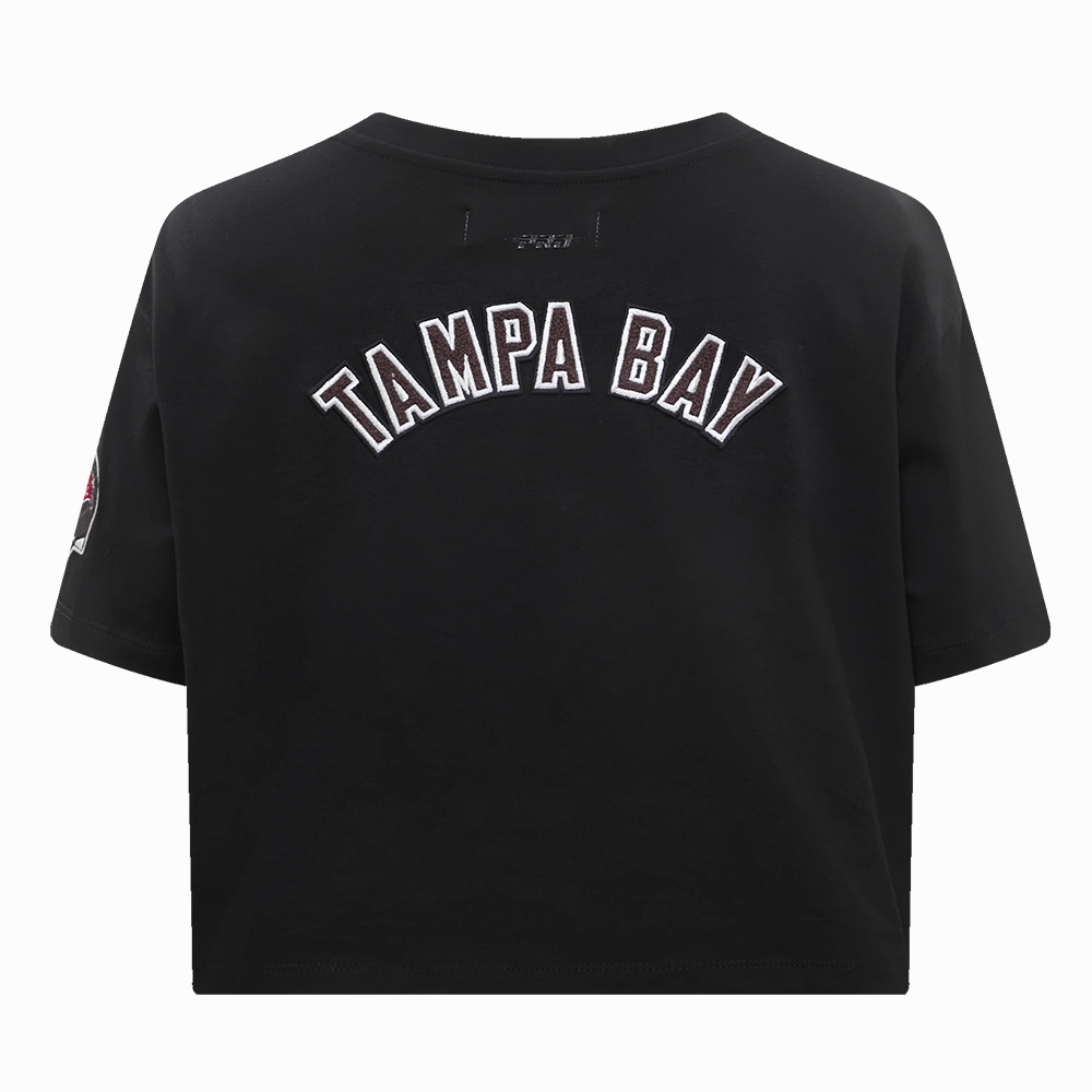 NFL TAMPA BAY BUCCANEERS CLASSIC WOMEN'S SINGLE JERSEY BOXY TEE (BLACK)