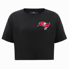 NFL TAMPA BAY BUCCANEERS CLASSIC WOMEN'S SINGLE JERSEY BOXY TEE (BLACK)