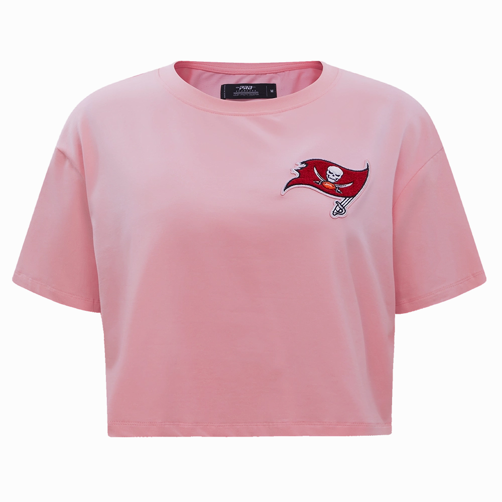 NFL TAMPA BAY BUCCANEERS CLASSIC WOMEN'S SINGLE JERSEY BOXY TEE (PINK)