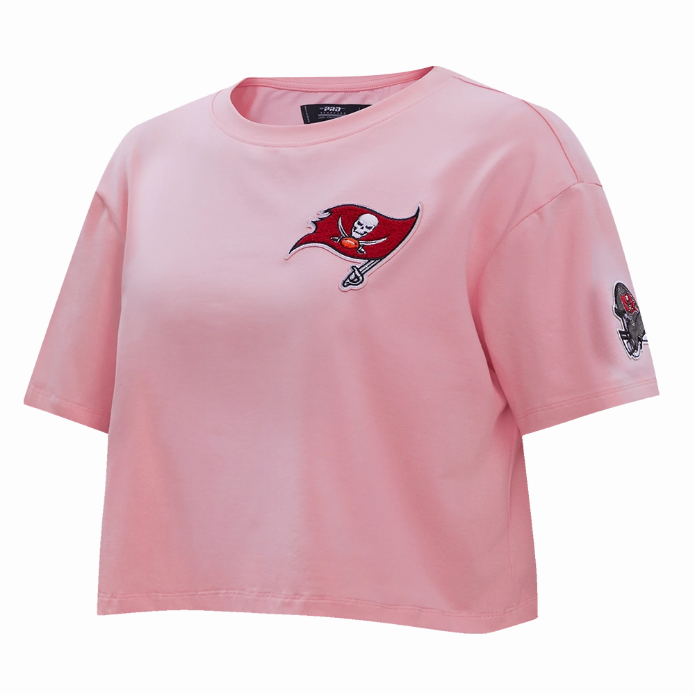NFL TAMPA BAY BUCCANEERS CLASSIC WOMEN'S SINGLE JERSEY BOXY TEE (PINK)