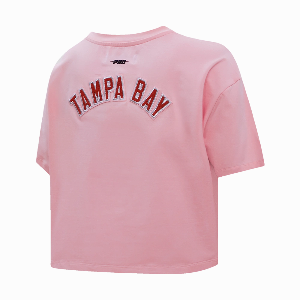 NFL TAMPA BAY BUCCANEERS CLASSIC WOMEN'S SINGLE JERSEY BOXY TEE (PINK)