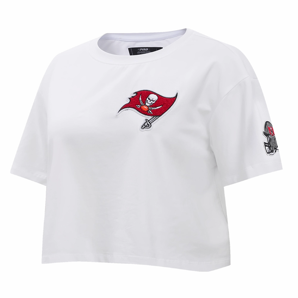 NFL TAMPA BAY BUCCANEERS CLASSIC WOMEN'S SINGLE JERSEY BOXY TEE (WHITE)