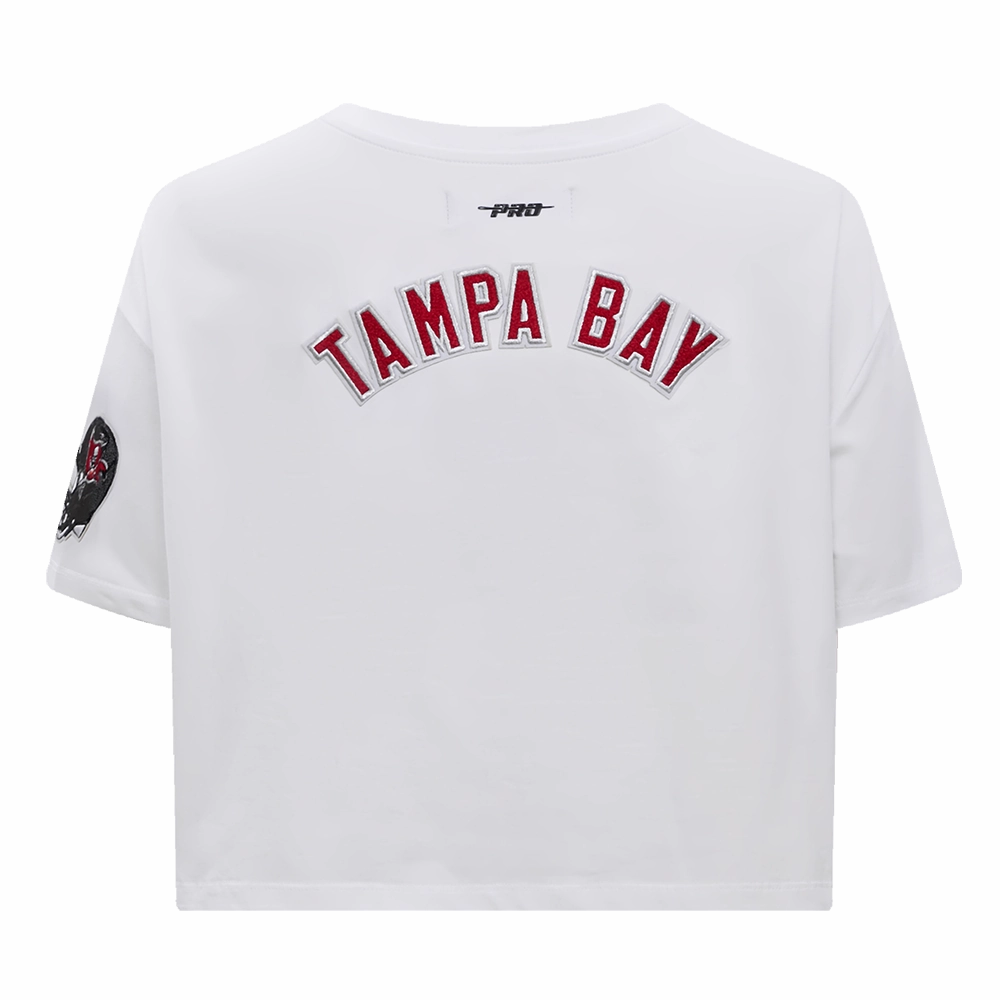 NFL TAMPA BAY BUCCANEERS CLASSIC WOMEN'S SINGLE JERSEY BOXY TEE (WHITE)