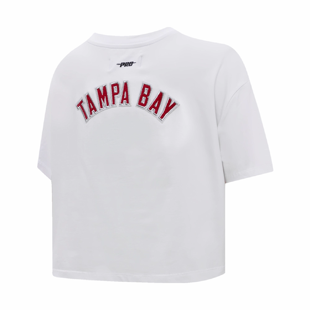 NFL TAMPA BAY BUCCANEERS CLASSIC WOMEN'S SINGLE JERSEY BOXY TEE (WHITE)