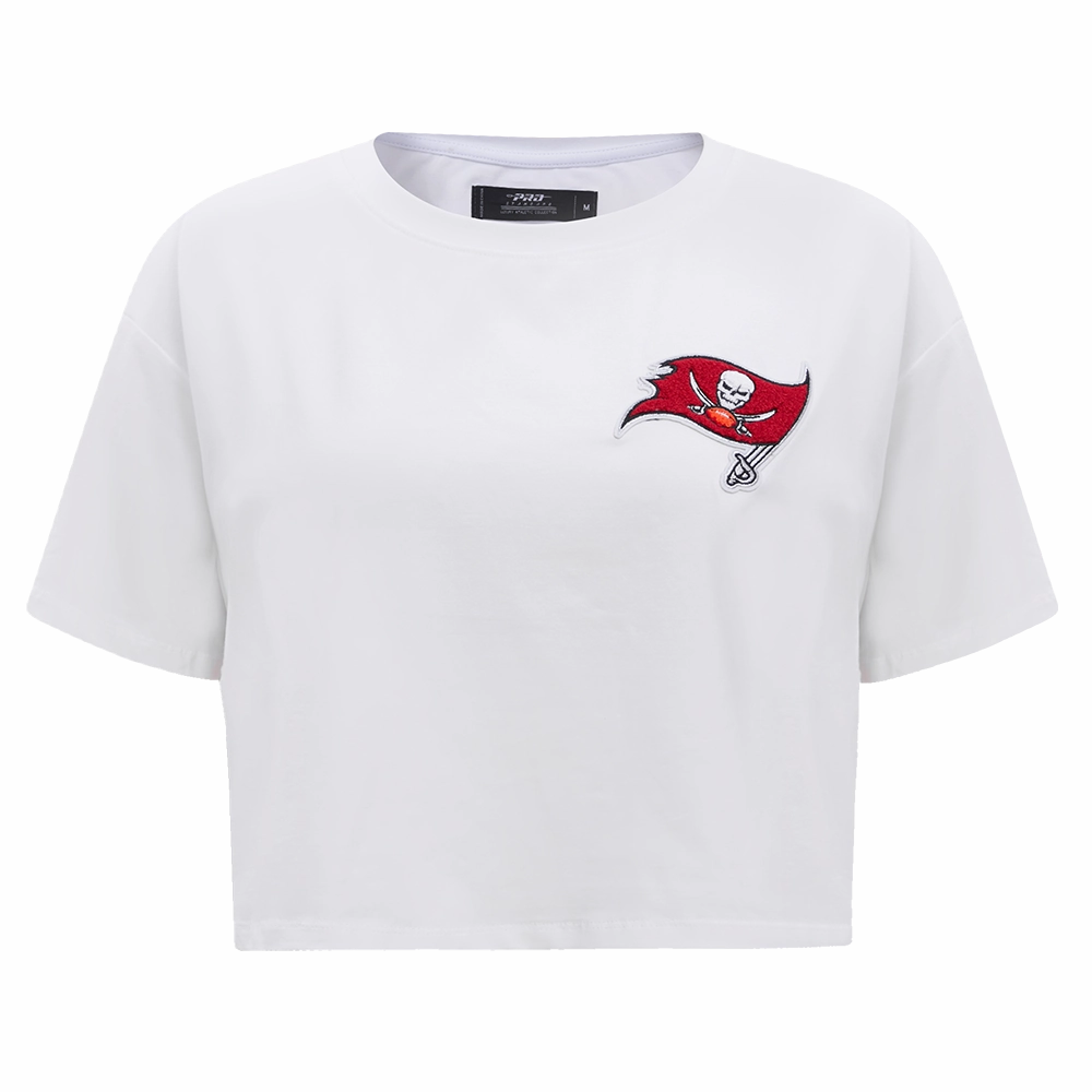 NFL TAMPA BAY BUCCANEERS CLASSIC WOMEN'S SINGLE JERSEY BOXY TEE (WHITE)