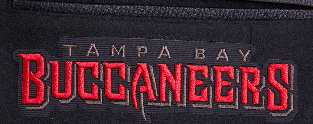 NFL TAMPA BAY BUCCANEERS MASHUP MEN'S RIB WOOL VARSITY JACKET (BLACK)
