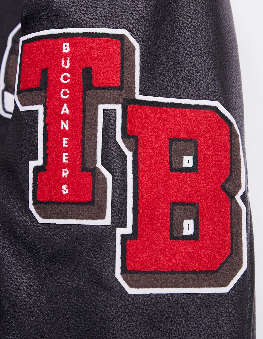 NFL TAMPA BAY BUCCANEERS MASHUP MEN'S RIB WOOL VARSITY JACKET (BLACK)
