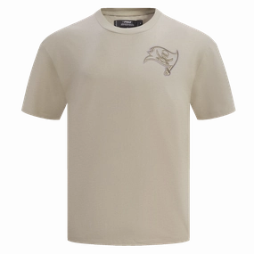 NFL TAMPA BAY BUCCANEERS NEUTRAL MEN'S COTTON JERSEY DROP SHOULDER TEE (TAUPE)