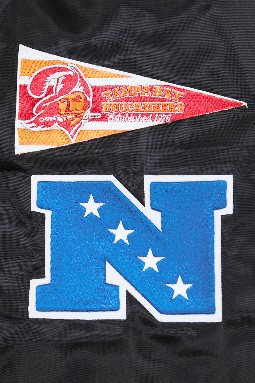 NFL TAMPA BAY BUCCANEERS RETRO CLASSIC MEN'S RIB SATIN JACKET (BLACK)