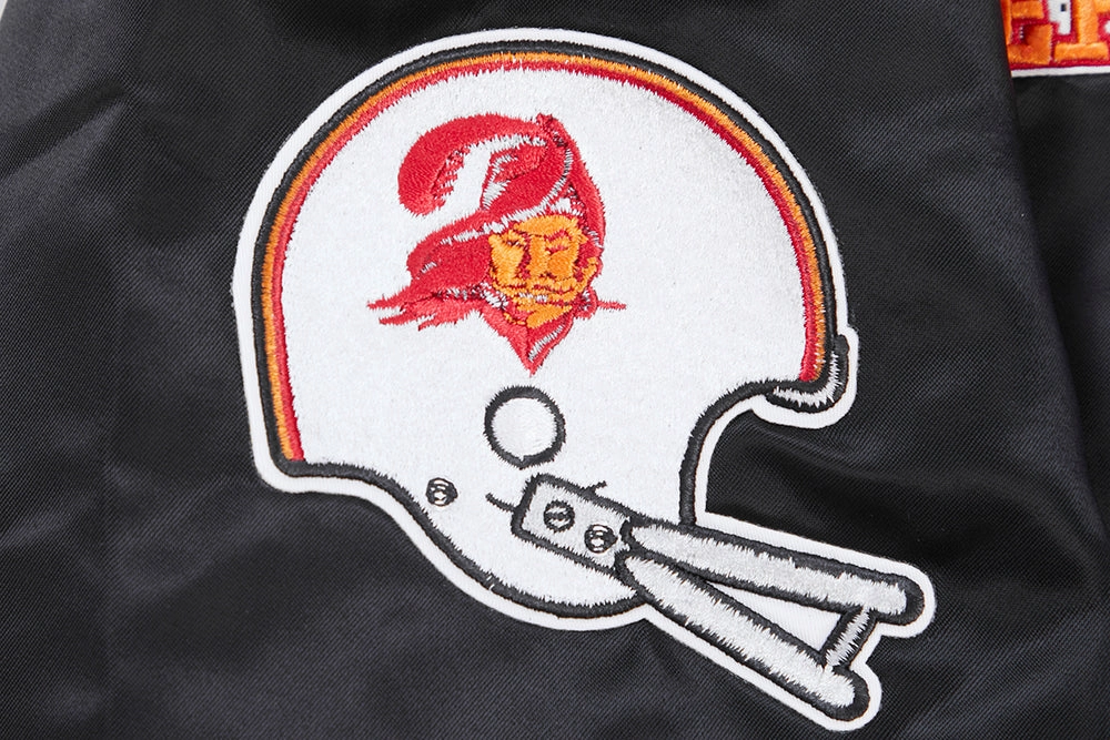 NFL TAMPA BAY BUCCANEERS RETRO CLASSIC MEN'S RIB SATIN JACKET (BLACK)