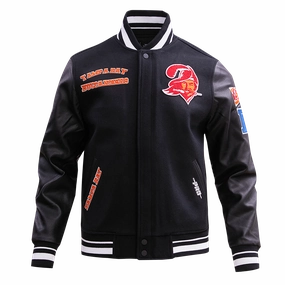 NFL TAMPA BAY BUCCANEERS RETRO CLASSIC MEN'S RIB WOOL VARSITY JACKET (BLACK)