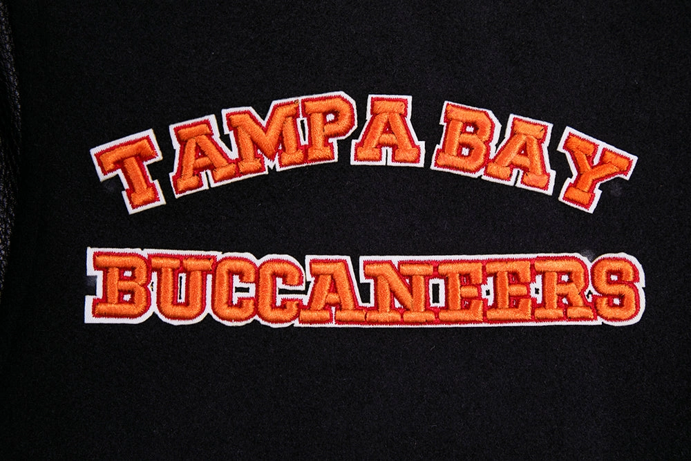NFL TAMPA BAY BUCCANEERS RETRO CLASSIC MEN'S RIB WOOL VARSITY JACKET (BLACK)