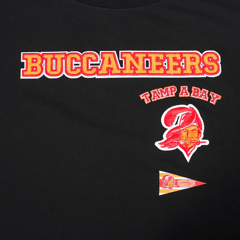 NFL TAMPA BAY BUCCANEERS RETRO CLASSIC WOMEN'S BOXY TEE (BLACK)