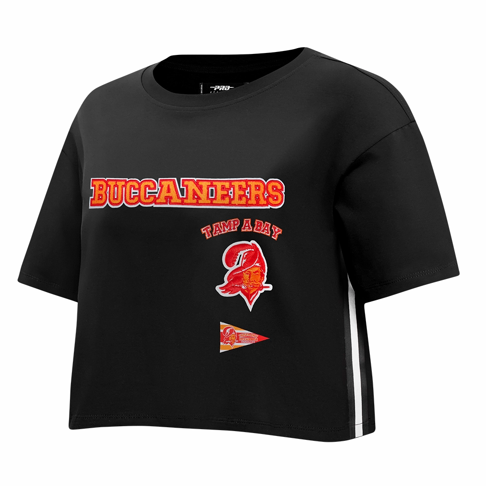 NFL TAMPA BAY BUCCANEERS RETRO CLASSIC WOMEN'S BOXY TEE (BLACK)