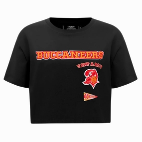 NFL TAMPA BAY BUCCANEERS RETRO CLASSIC WOMEN'S BOXY TEE (BLACK)