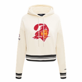 NFL TAMPA BAY BUCCANEERS RETRO CLASSIC WOMEN'S CROPPED PO HOODIE (EGGSHELL/BLACK)