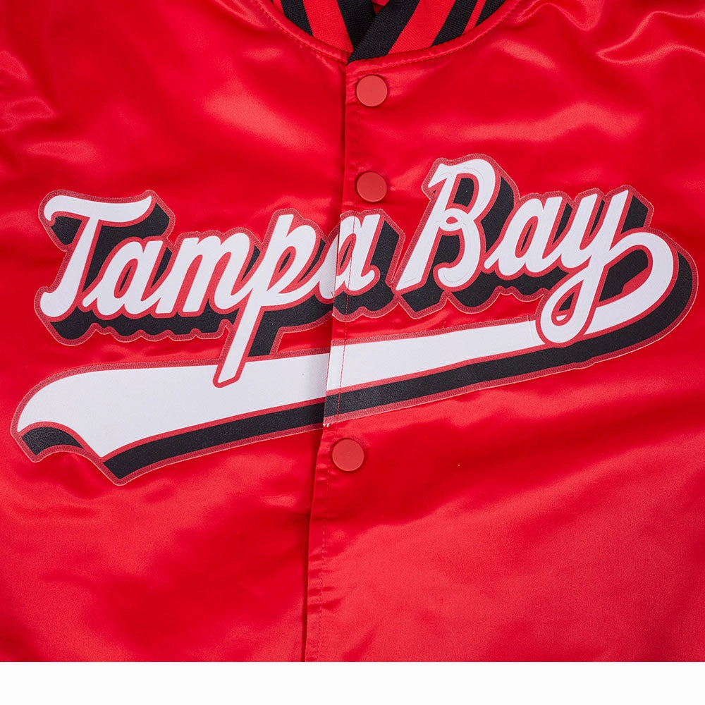 NFL TAMPA BAY BUCCANEERS SCRIPT TAIL MEN'S SATIN JACKET (RED/BLACK)