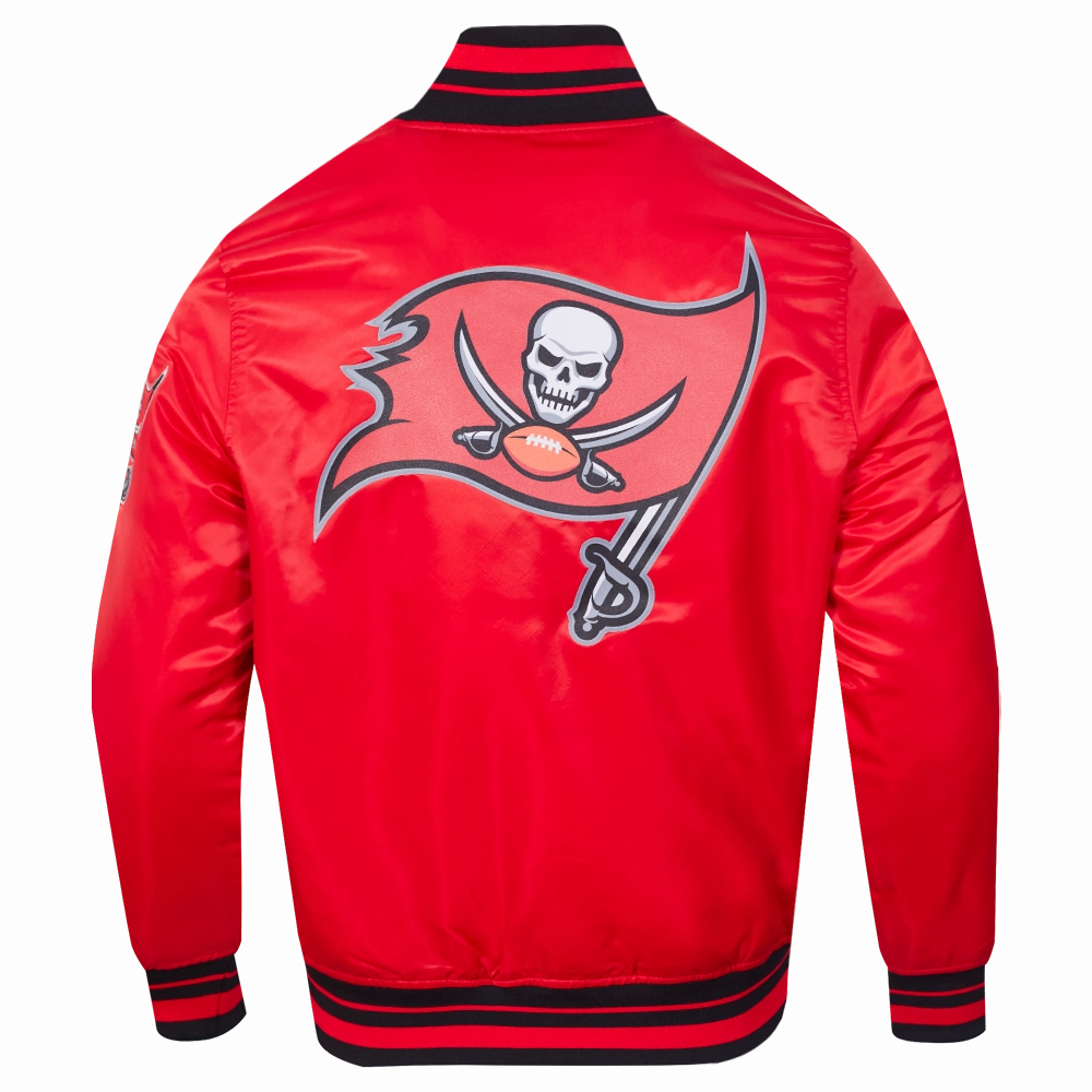 NFL TAMPA BAY BUCCANEERS SCRIPT TAIL MEN'S SATIN JACKET (RED/BLACK)