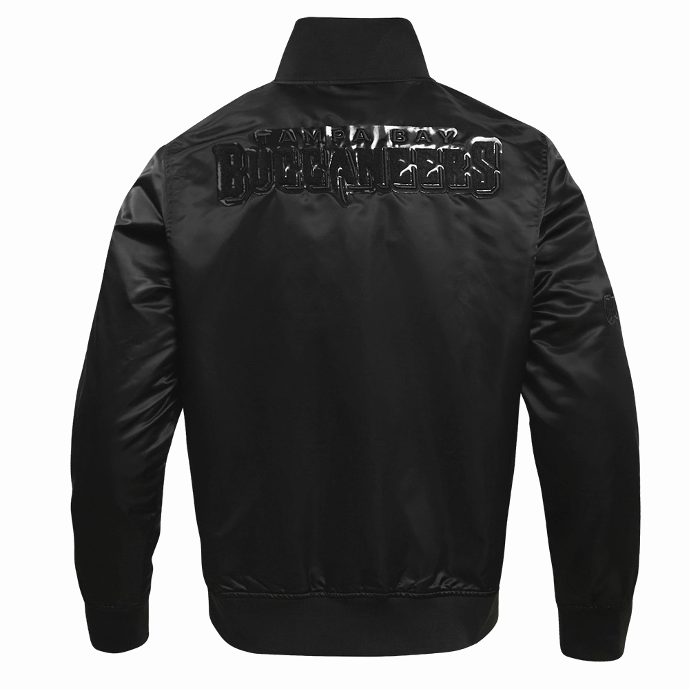 NFL TAMPA BAY BUCCANEERS TRIPLE BLACK MEN'S SATIN JACKET (TRIPLE BLACK)