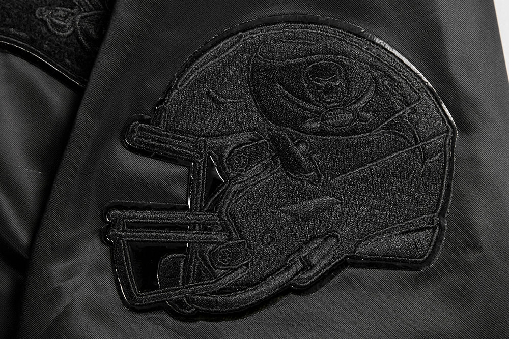 NFL TAMPA BAY BUCCANEERS TRIPLE BLACK MEN'S SATIN JACKET (TRIPLE BLACK)
