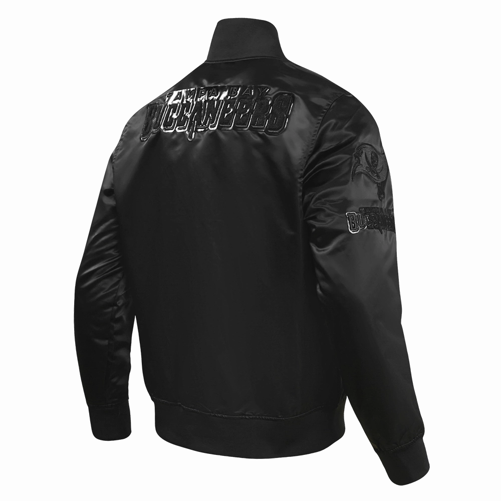 NFL TAMPA BAY BUCCANEERS TRIPLE BLACK MEN'S SATIN JACKET (TRIPLE BLACK)