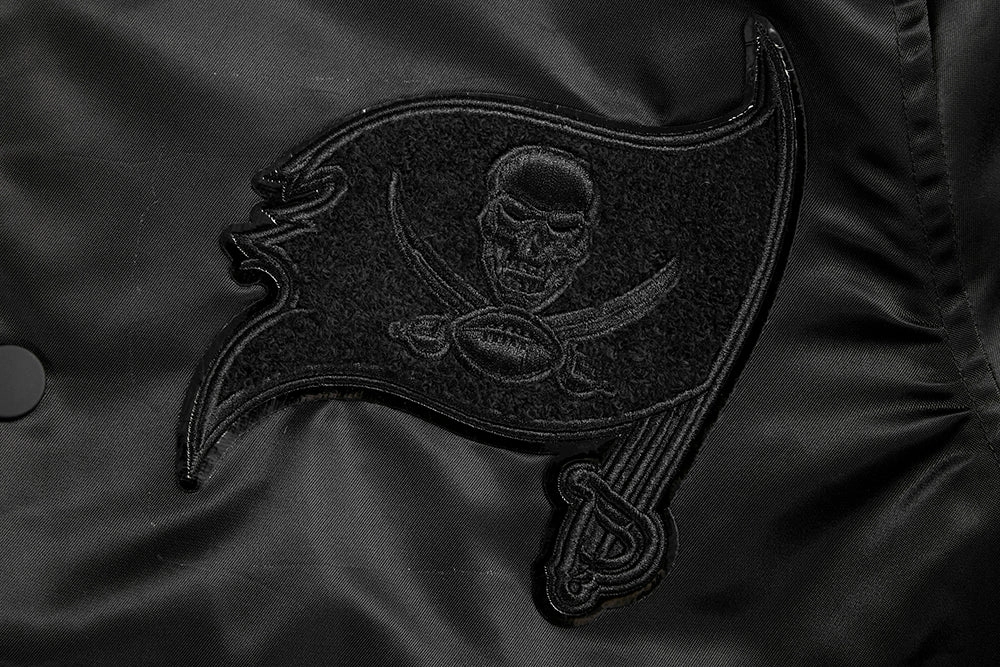 NFL TAMPA BAY BUCCANEERS TRIPLE BLACK MEN'S SATIN JACKET (TRIPLE BLACK)