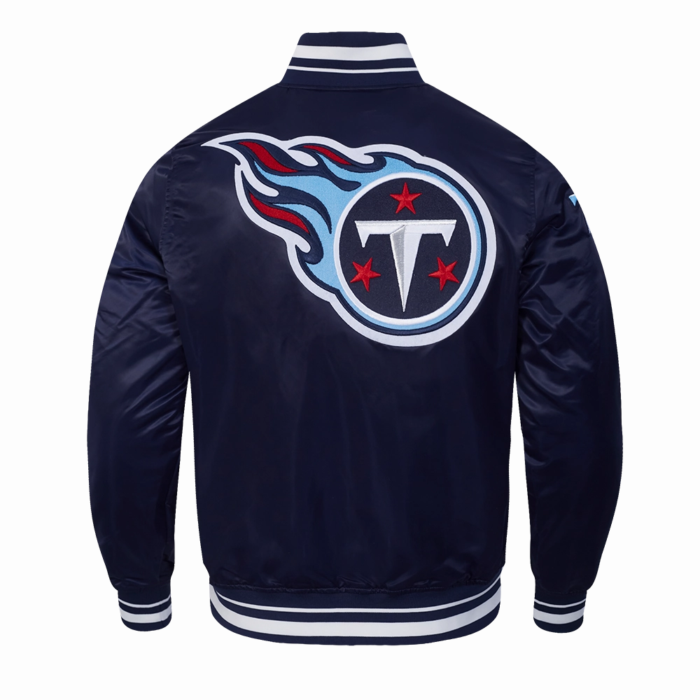 NFL TENNESSEE TITANS MASHUP MEN'S RIB SATIN JACKET (MIDNIGHT NAVY)