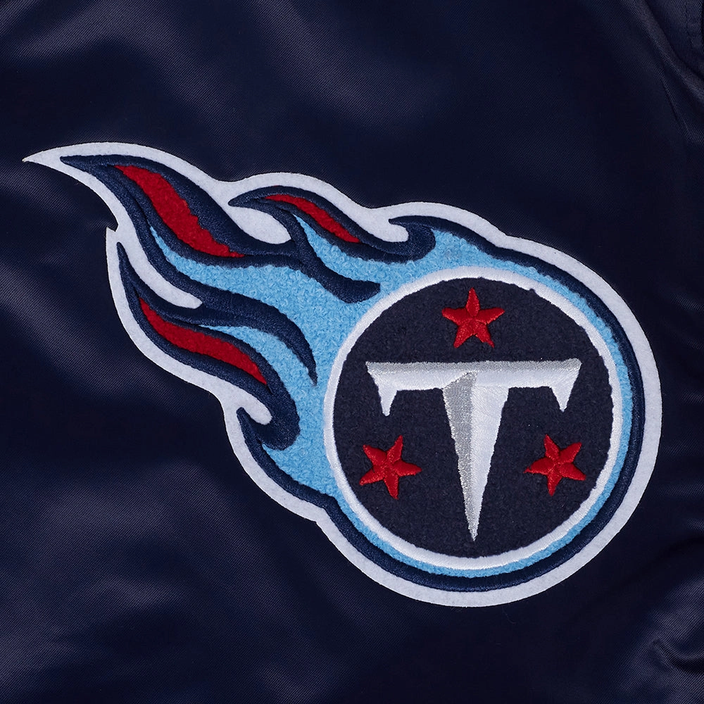 NFL TENNESSEE TITANS MASHUP MEN'S RIB SATIN JACKET (MIDNIGHT NAVY)