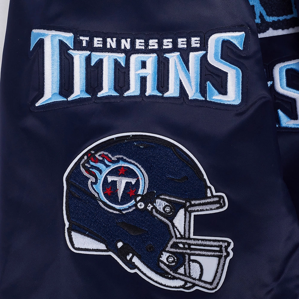 NFL TENNESSEE TITANS MASHUP MEN'S RIB SATIN JACKET (MIDNIGHT NAVY)