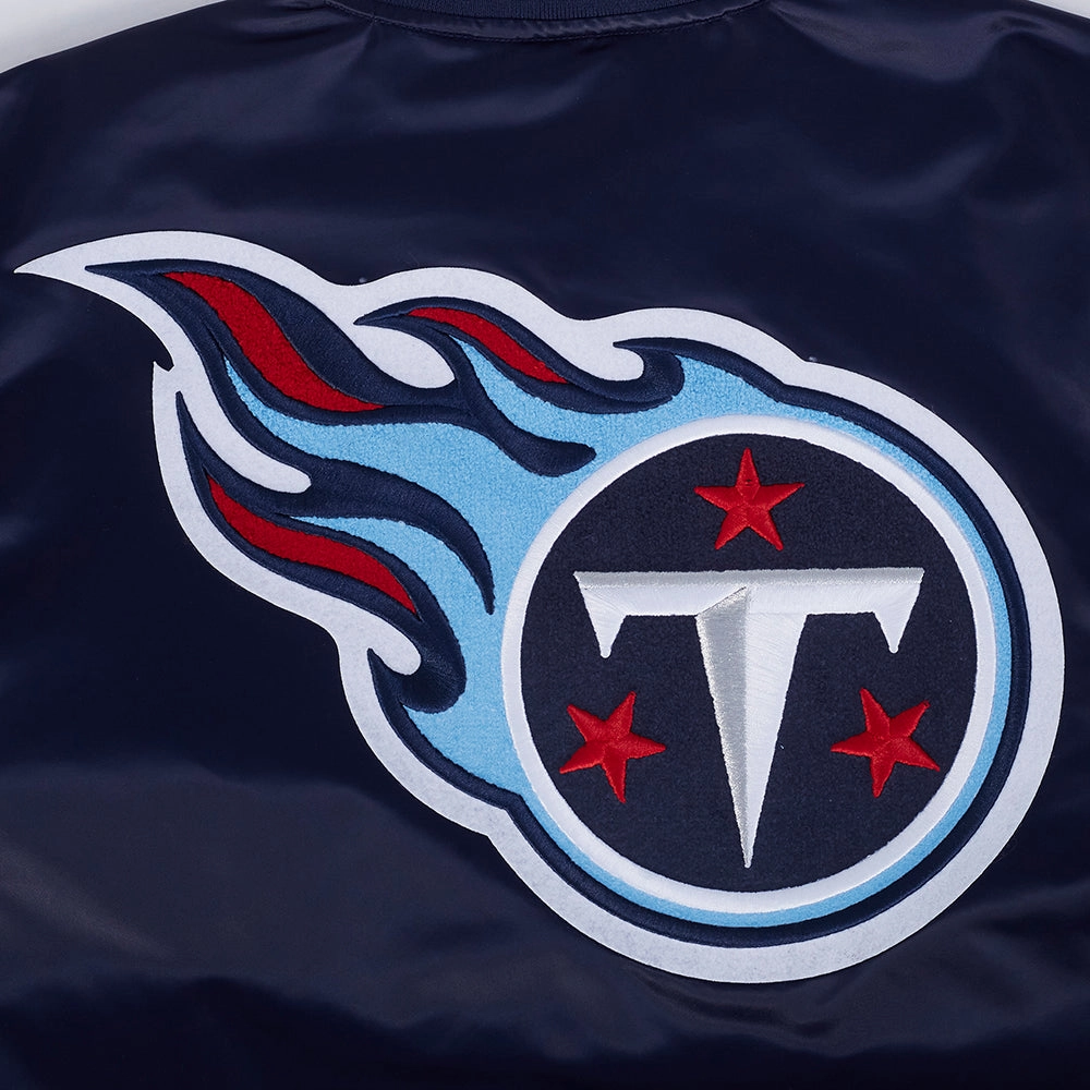 NFL TENNESSEE TITANS MASHUP MEN'S RIB SATIN JACKET (MIDNIGHT NAVY)