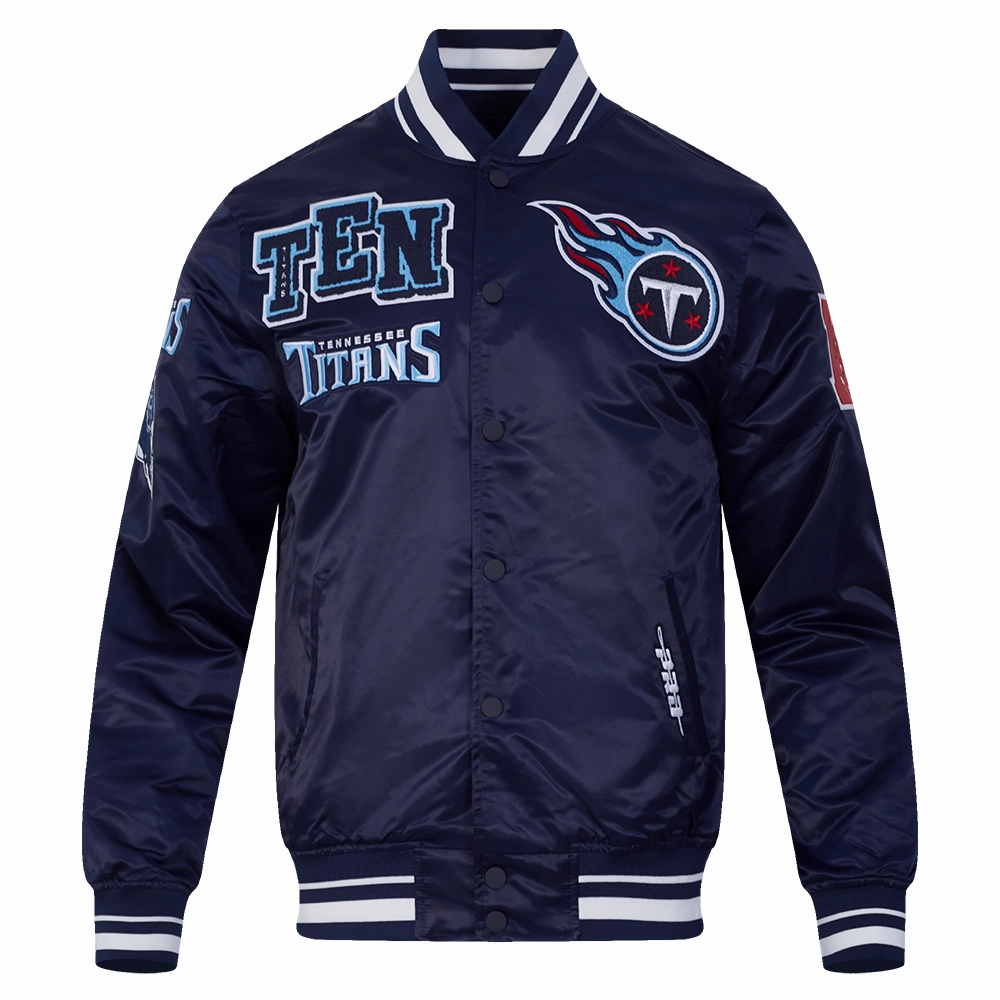 NFL TENNESSEE TITANS MASHUP MEN'S RIB SATIN JACKET (MIDNIGHT NAVY)