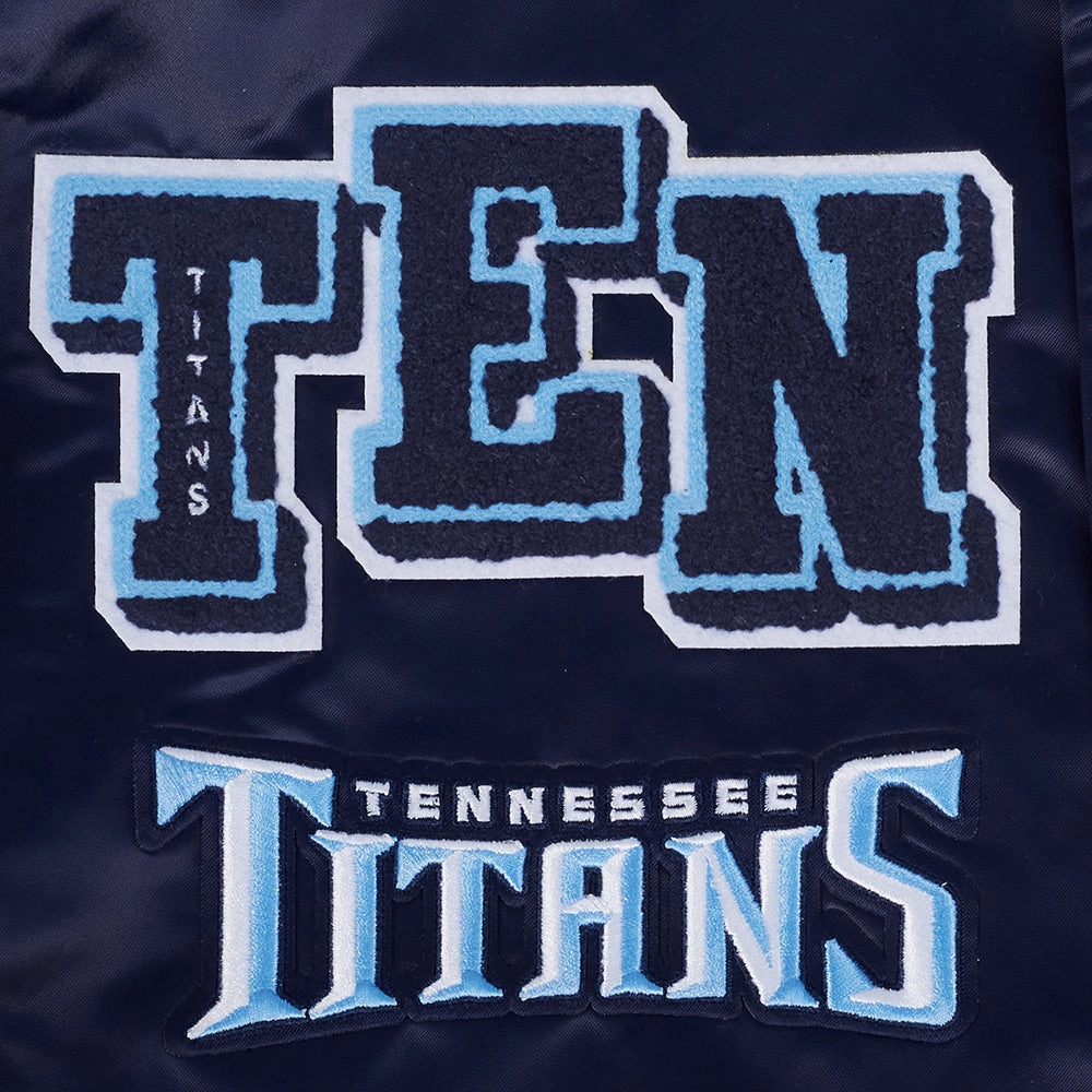 NFL TENNESSEE TITANS MASHUP MEN'S RIB SATIN JACKET (MIDNIGHT NAVY)