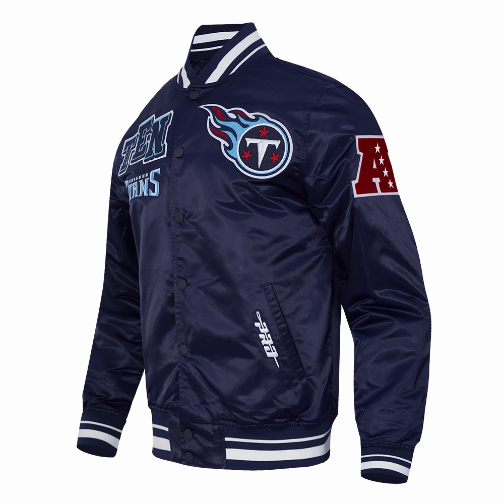 NFL TENNESSEE TITANS MASHUP MEN'S RIB SATIN JACKET (MIDNIGHT NAVY)