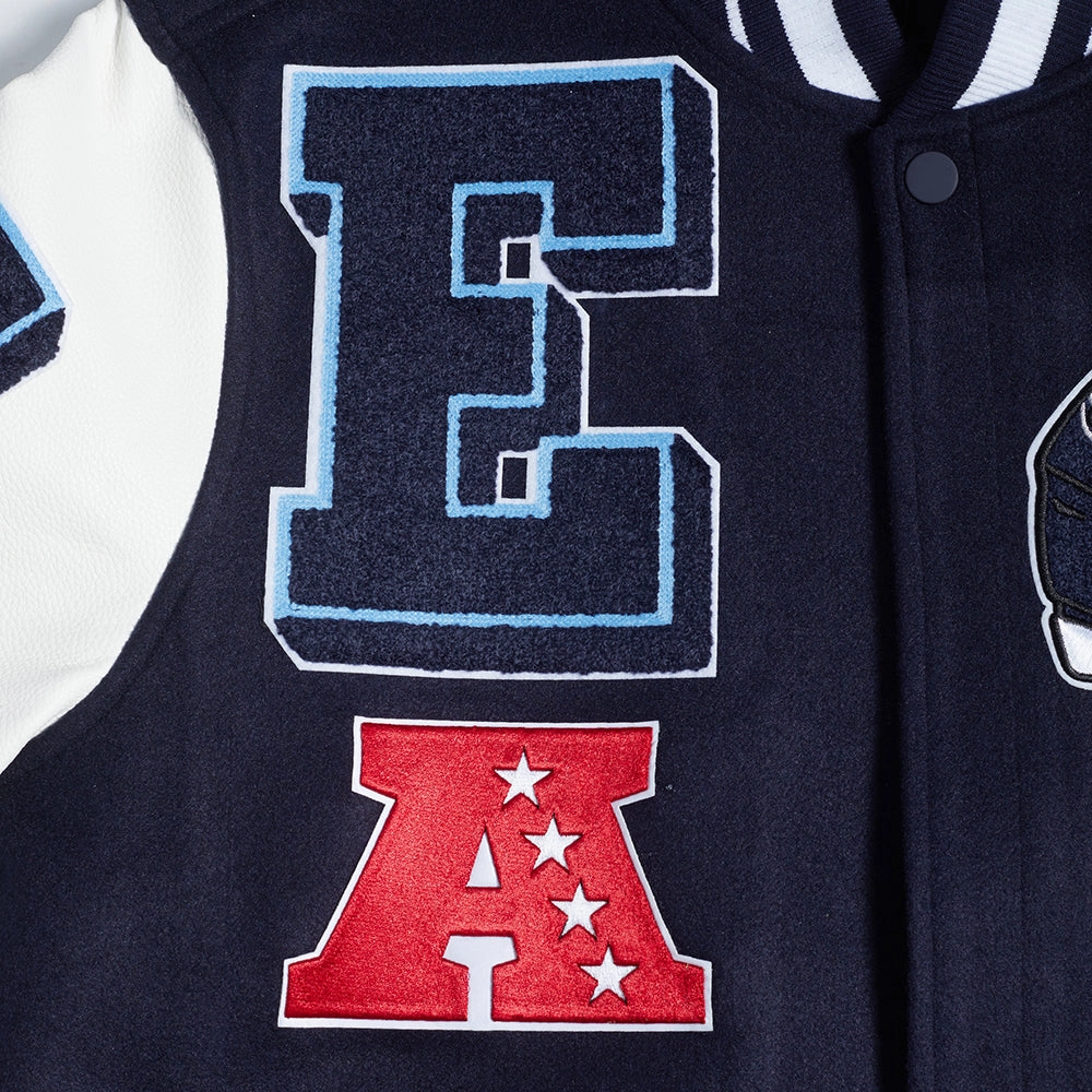 NFL TENNESSEE TITANS MASHUP MEN'S RIB WOOL VARSITY JACKET (MIDNIGHT NAVY/WHITE)