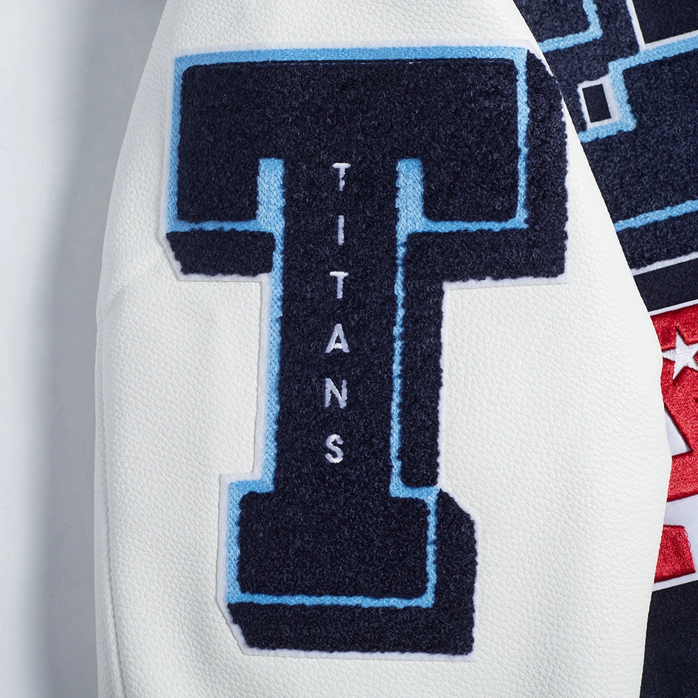 NFL TENNESSEE TITANS MASHUP MEN'S RIB WOOL VARSITY JACKET (MIDNIGHT NAVY/WHITE)