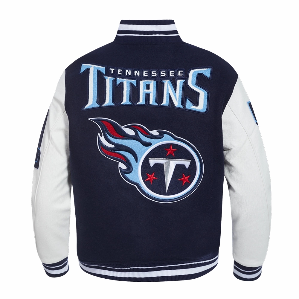 NFL TENNESSEE TITANS MASHUP MEN'S RIB WOOL VARSITY JACKET (MIDNIGHT NAVY/WHITE)