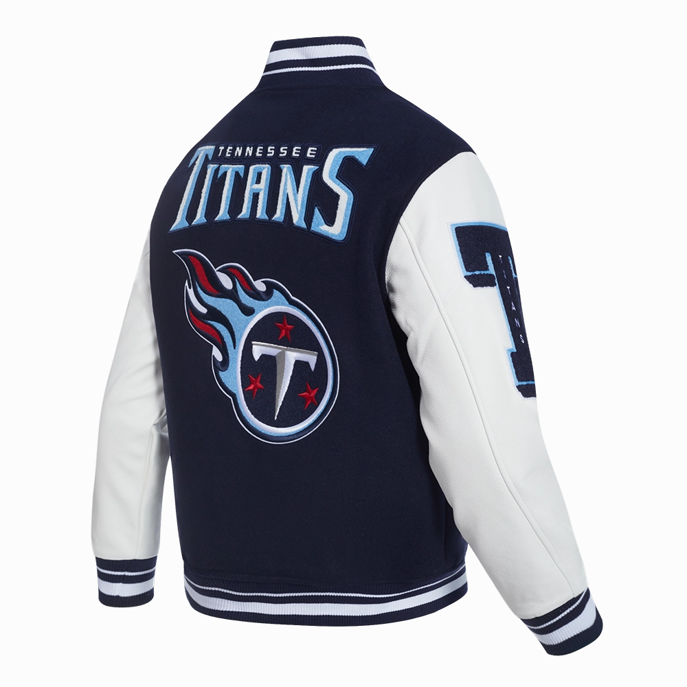NFL TENNESSEE TITANS MASHUP MEN'S RIB WOOL VARSITY JACKET (MIDNIGHT NAVY/WHITE)